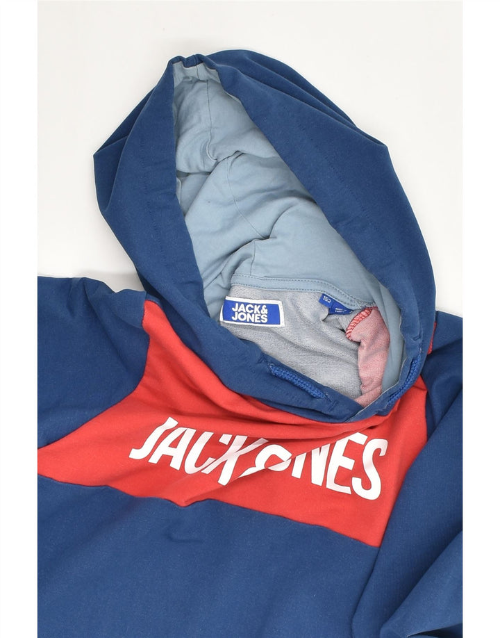 JACK & JONES Boys Graphic Hoodie Jumper 11-12 Years Blue Colourblock | Vintage Jack & Jones | Thrift | Second-Hand Jack & Jones | Used Clothing | Messina Hembry 