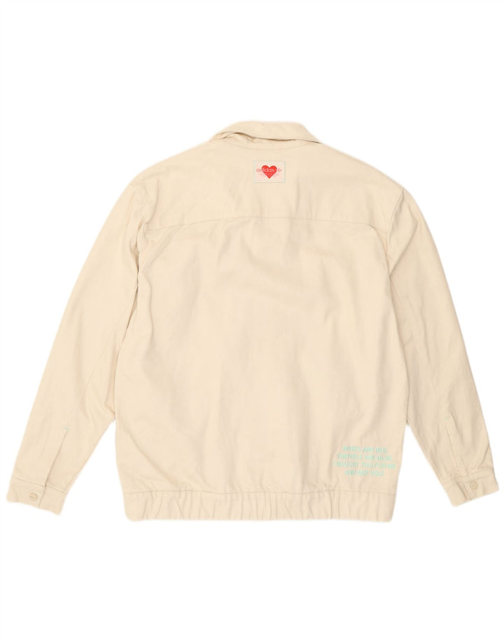 Adidas Veste Bomber Homme UK 36 Petit Coton Blanc Cassé