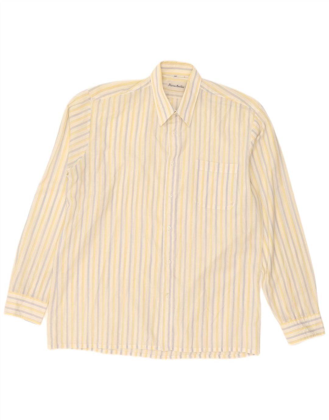 vintage Chemise Homme Taille 39 Rayé Jaune Moyen