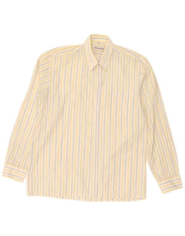 vintage Chemise Homme Taille 39 Rayé Jaune Moyen