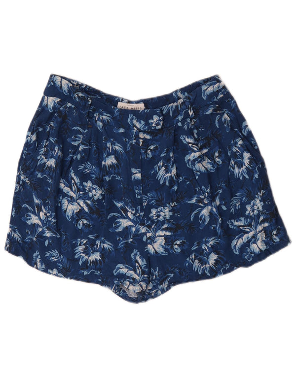 Jack Wills Short décontracté taille haute pour femme UK 12 Medium W28 Bleu floral