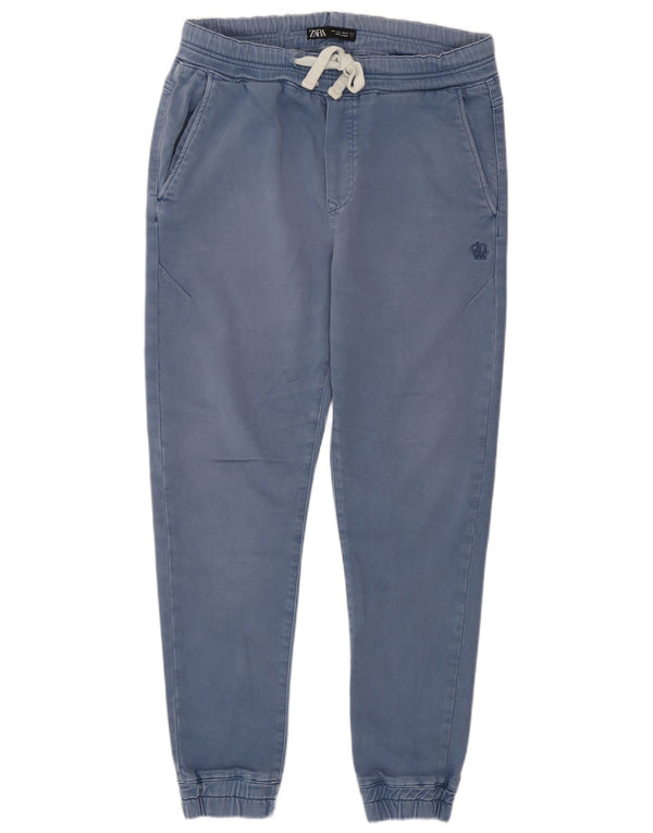Zara Mens Joggers Chino Trousers Large W32 L28 Blue