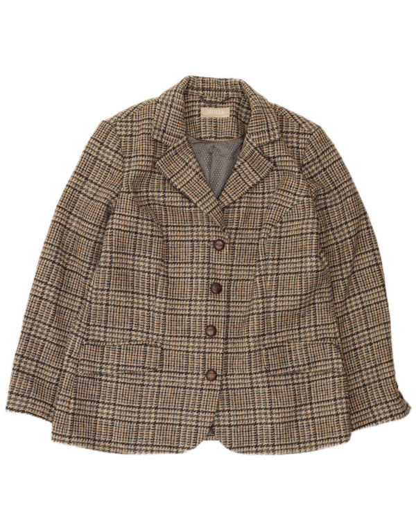 Mona Veste Blazer 4 Boutons pour Femme UK 14 Grand Pied-de-Poule Marron