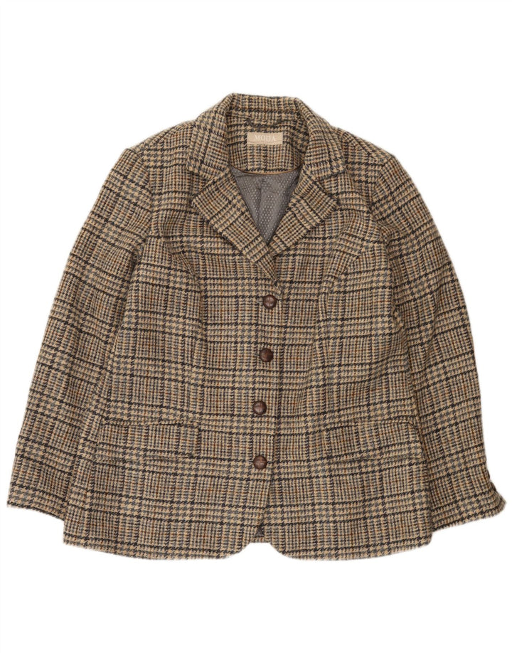 Mona Veste Blazer 4 Boutons pour Femme UK 14 Grand Pied-de-Poule Marron