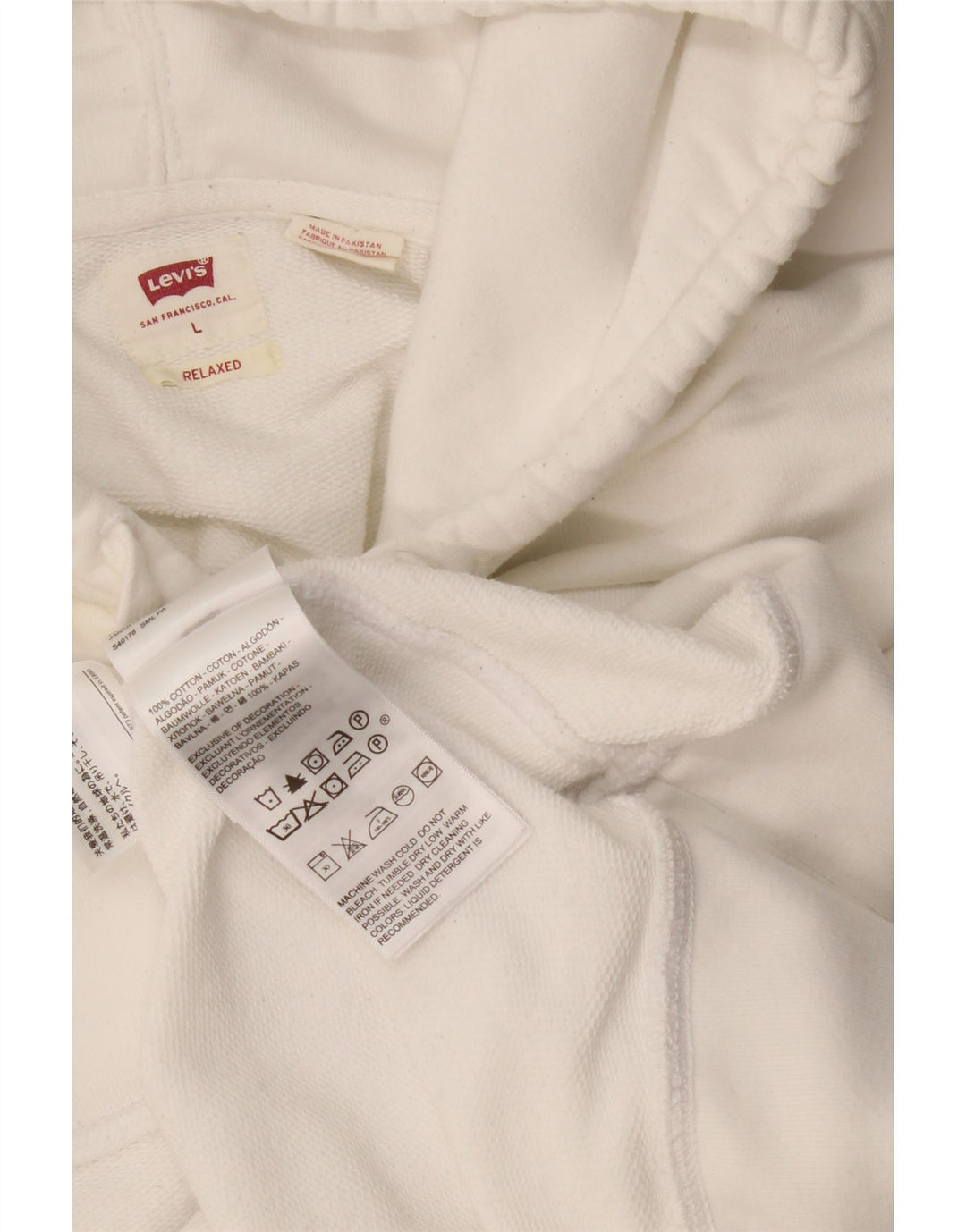Levi's Pull à Capuche Relaxed Homme Blanc Large Coton