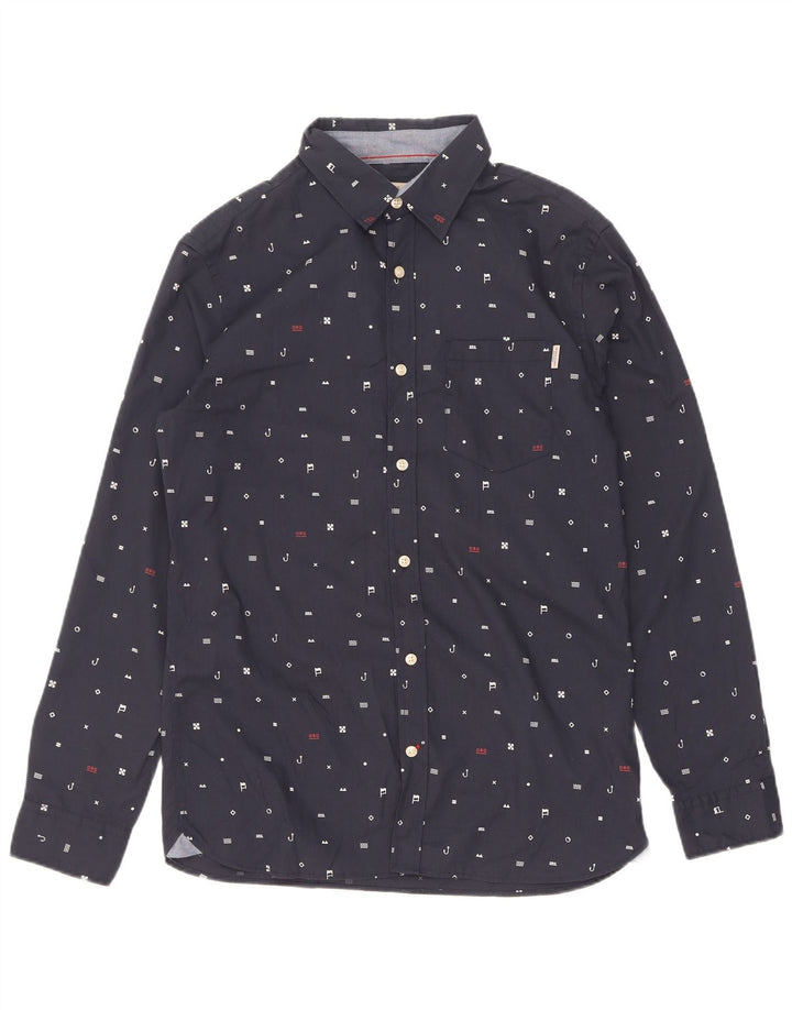 Jack & Jones Chemise à Motif Abstrait Homme Bleu Marine Moyen Polyester