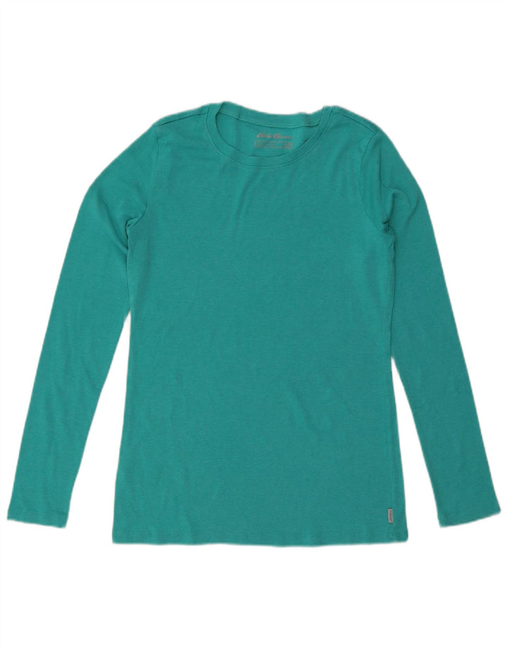 EDDIE BAUER Haut Femme Manches Longues UK 14 Grand Coton Turquoise