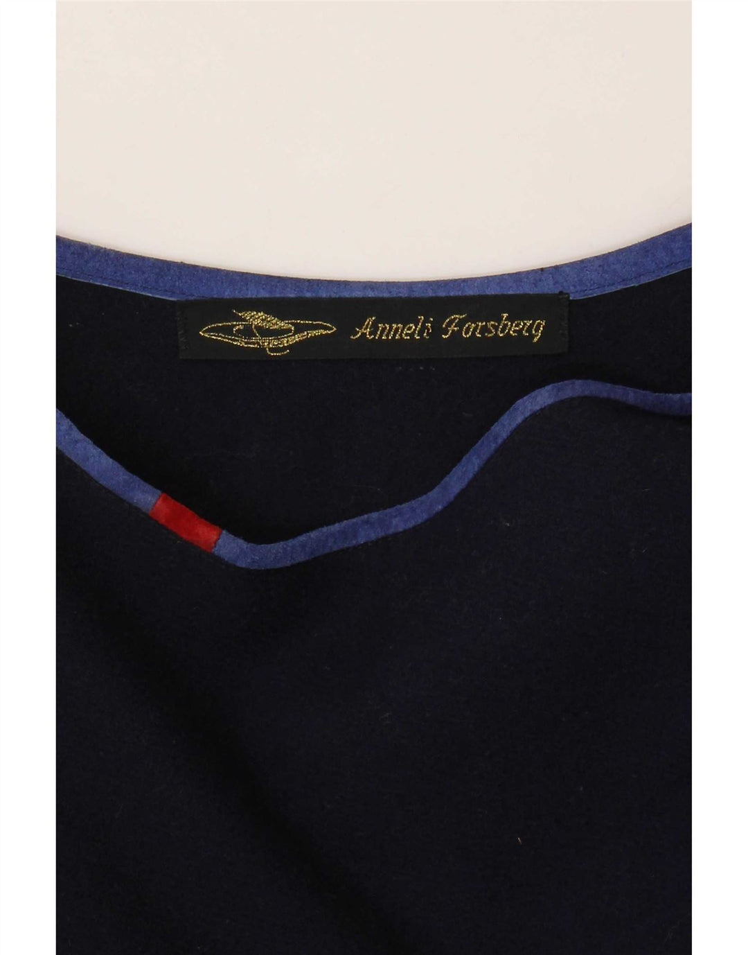 vintage Femmes Asymétrique Top UK 18 XL Bleu Marine