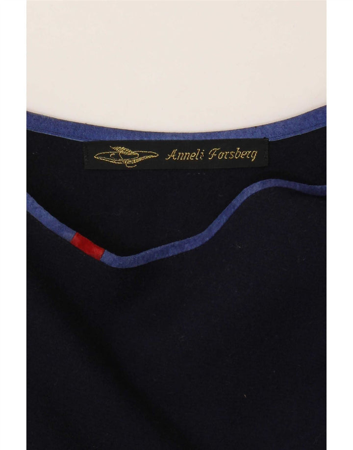vintage Femmes Asymétrique Top UK 18 XL Bleu Marine