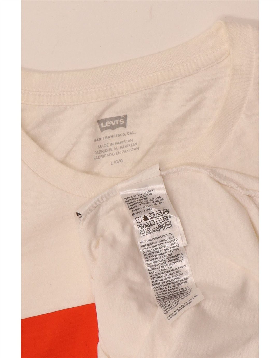 Levi's T-Shirt Graphique Femme UK 16 Large Blanc Cassé Coton