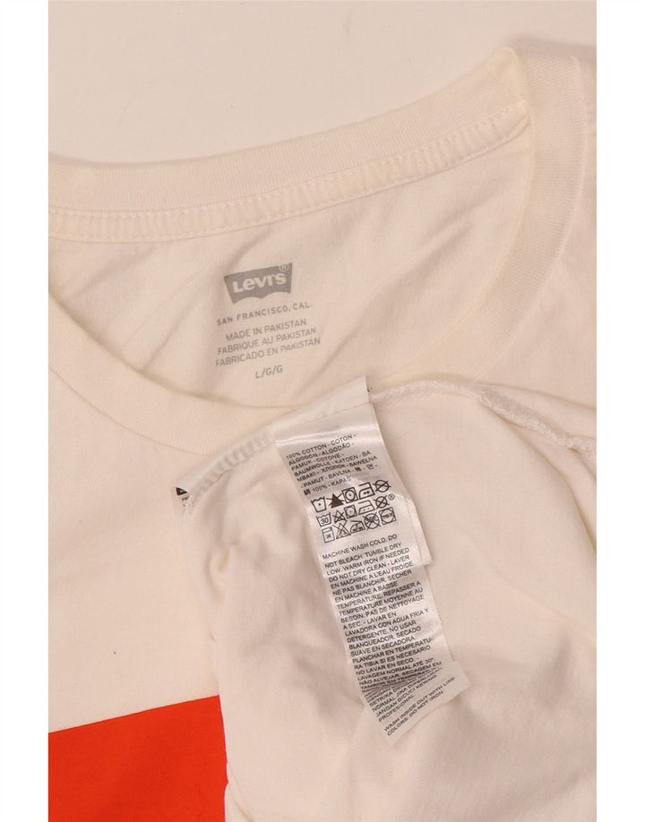 Levi's T-Shirt Graphique Femme UK 16 Large Blanc Cassé Coton