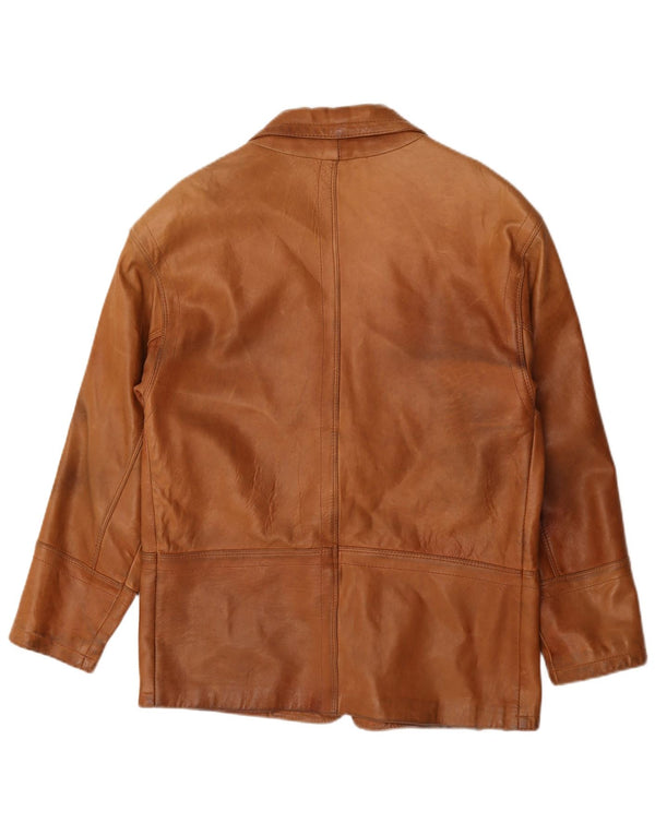 Renna Veste blazer en cuir à 2 boutons pour homme IT 46 Small Marron