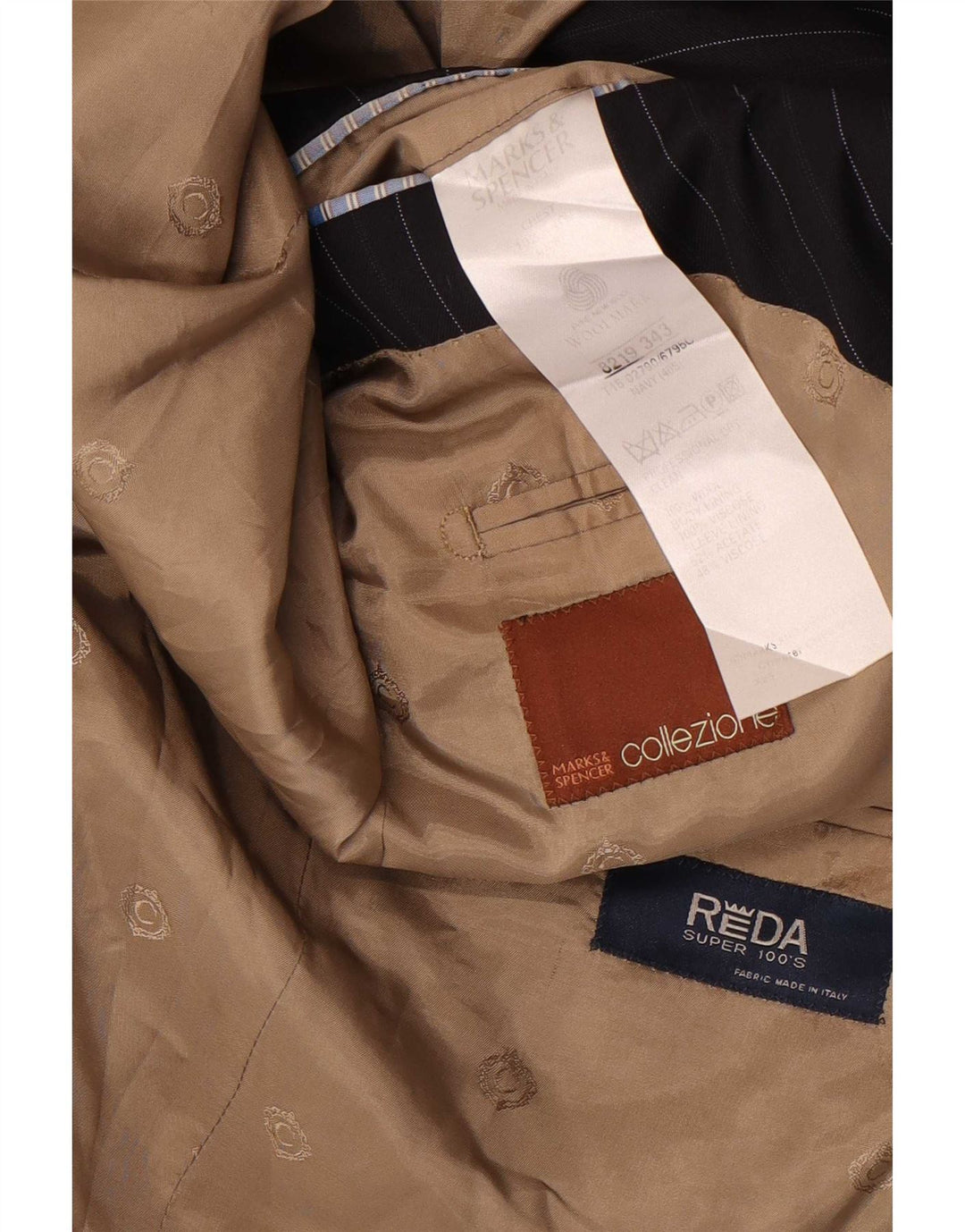 Marks & Spencer Veste blazer à 3 boutons pour homme UK 40 Bleu marine moyen rayé