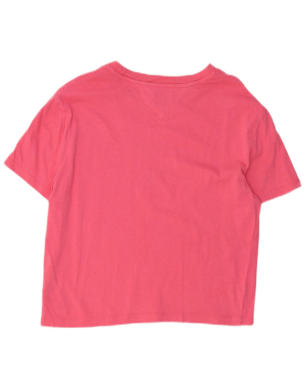 Tommy Hilfiger T-shirt court pour femme UK 10 Petit coton rose