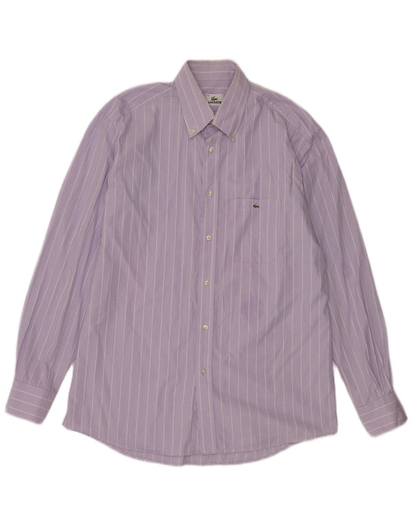Lacoste Chemise Homme Taille 42 Grand Coton Rayé Violet