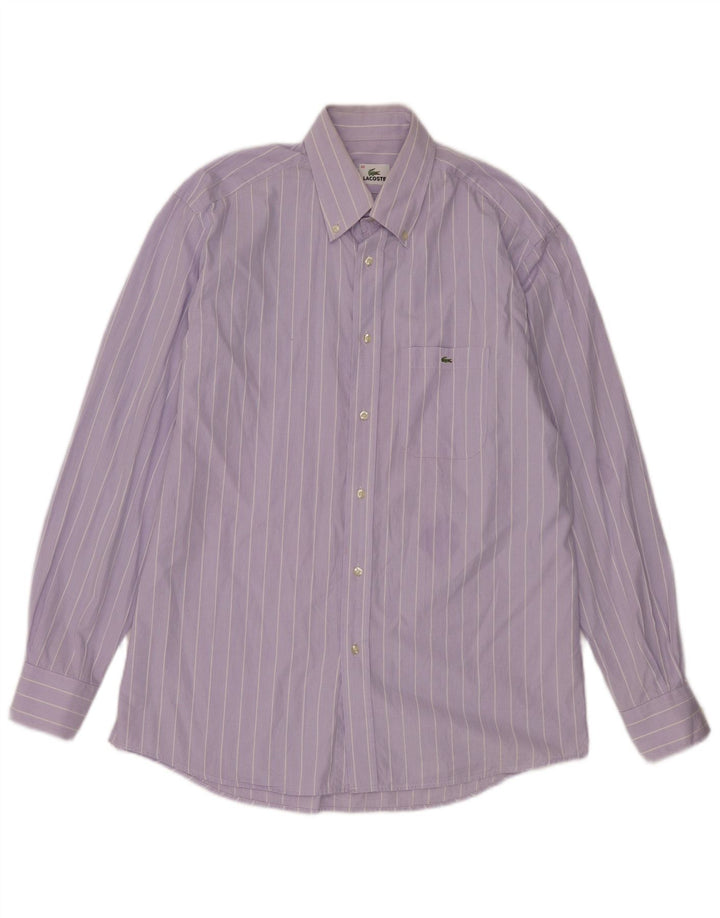 Lacoste Chemise Homme Taille 42 Grand Coton Rayé Violet