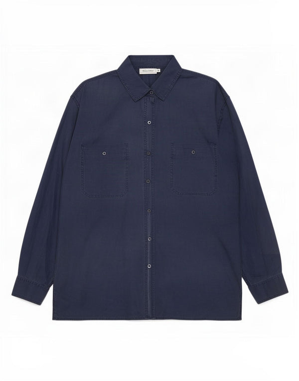chemise femme vintage UK 14 Soie bleu marine moyenne