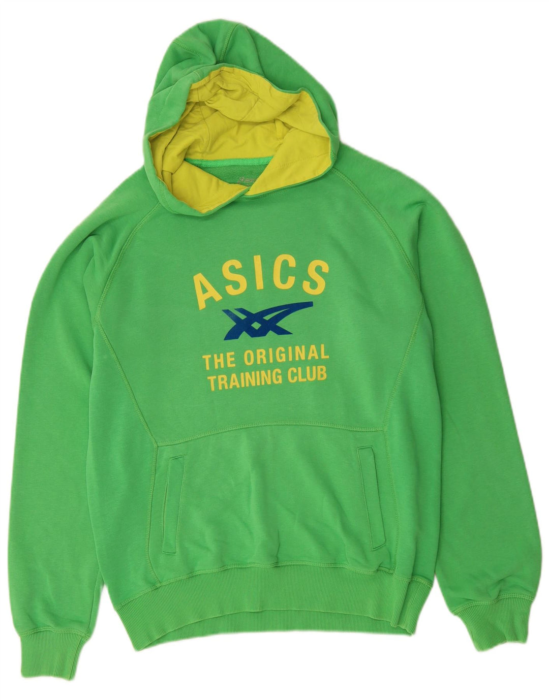 Asics Pull à capuche graphique pour hommes, grand coton vert