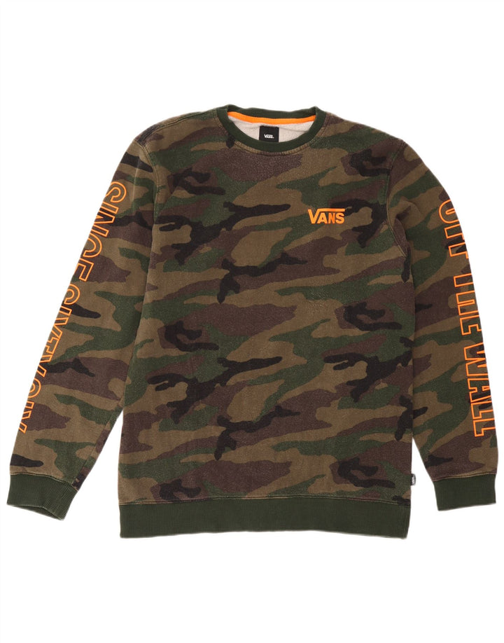 Vans Sweat-shirt graphique pour homme XL Kaki Camouflage Coton