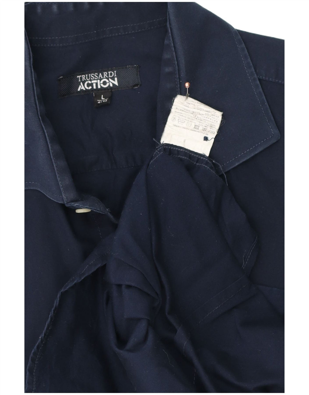 Trussardi Chemise Homme Taille 41/42 Large Bleu Marine Coton