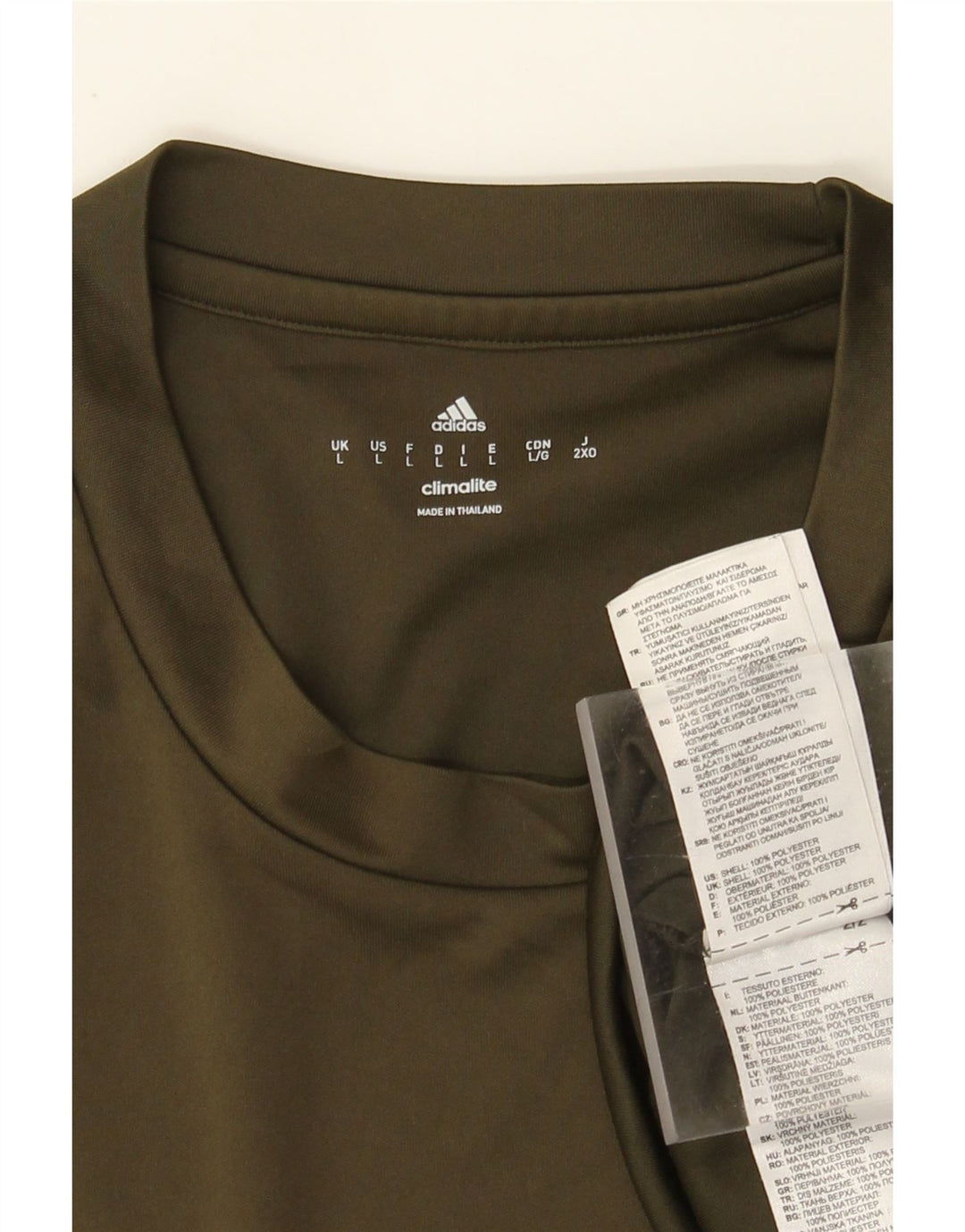 Adidas Hommes Climalite T-Shirt Haut Large Kaki Polyester