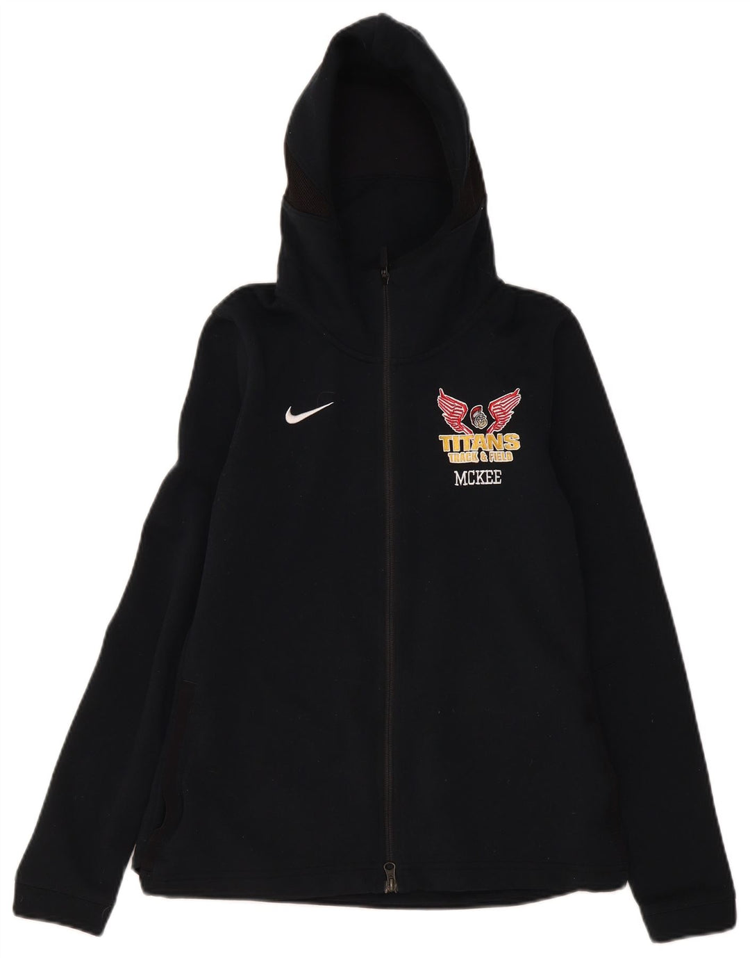 Nike Femme Dri Fit Graphic Zip Sweat à capuche UK 12 Noir Moyen Polyester