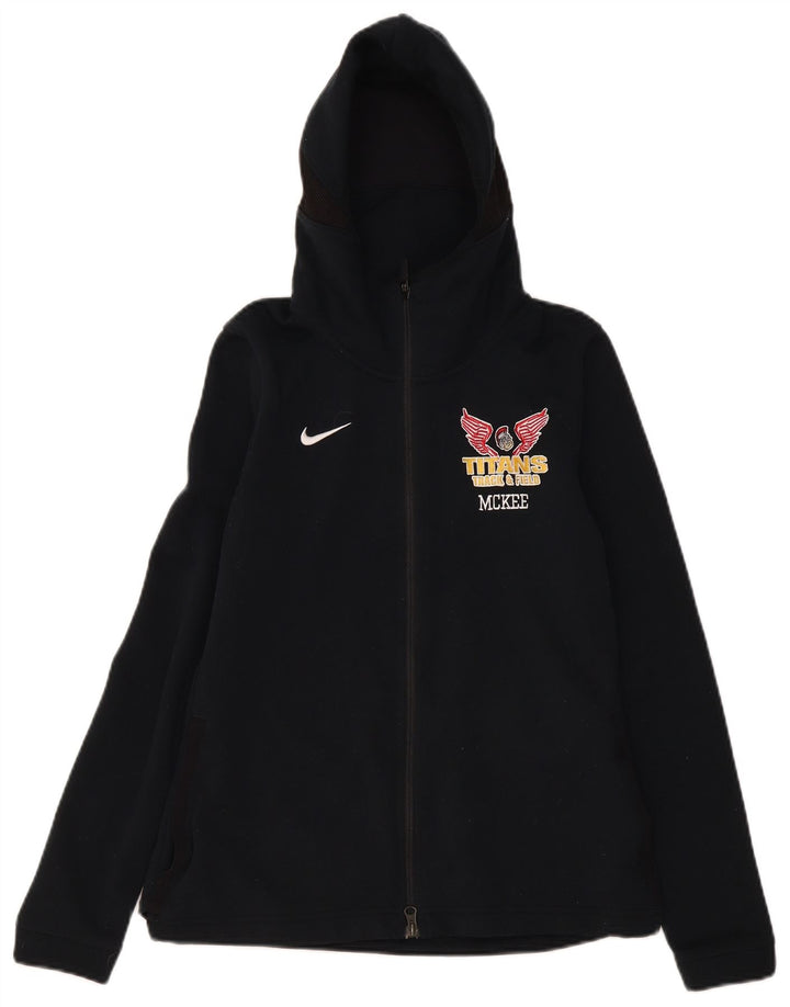 Nike Femme Dri Fit Graphic Zip Sweat à capuche UK 12 Noir Moyen Polyester