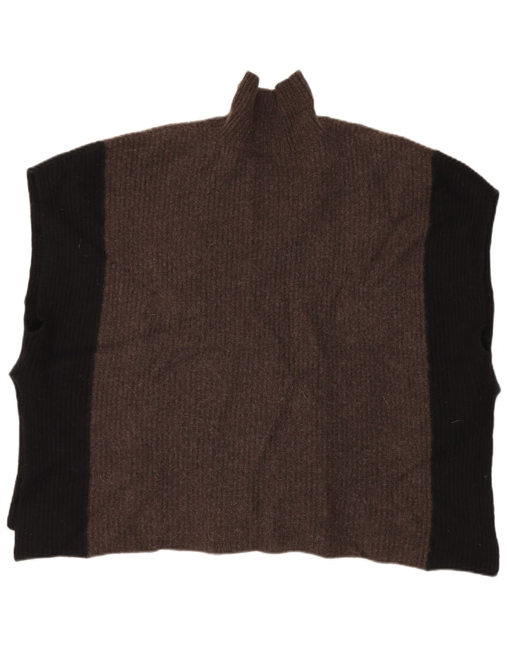 Jigsaw Poncho Jumper Femme Taille Unique Gris Colorblock Laine