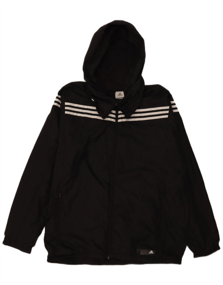 Adidas Veste de pluie à capuche pour homme UK 42 XL Noir Polyester