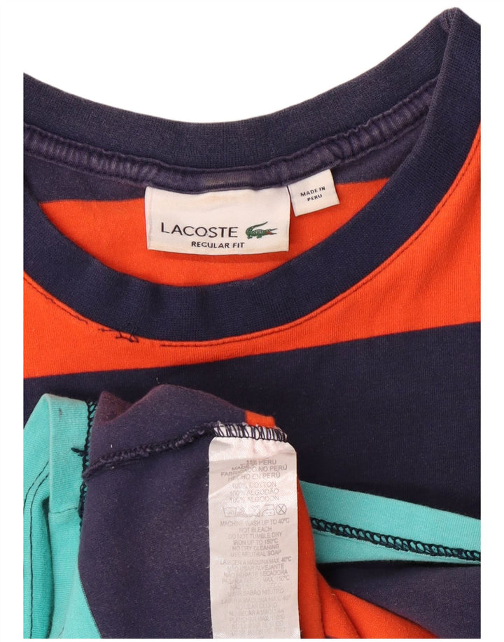 Lacoste T-shirt graphique pour femme UK 14 Medium Multicolore Rayé