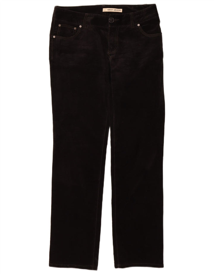 DKNY Pantalon décontracté droit en velours pour femme US 8 Medium W30 L33 Noir