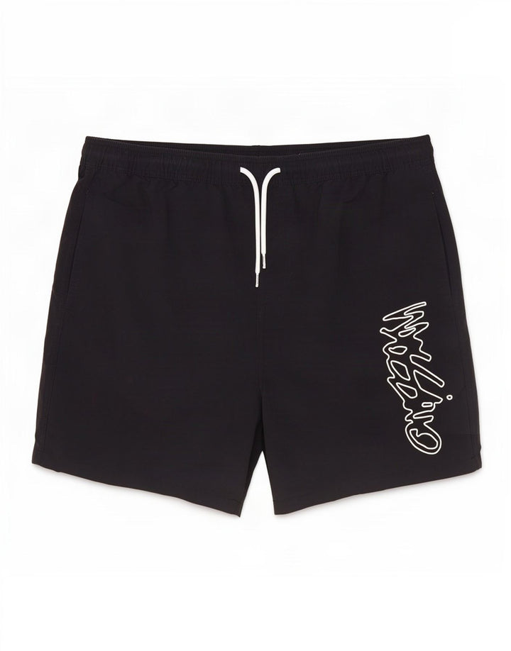 Mossimo Short de bain graphique pour hommes, grand nylon noir