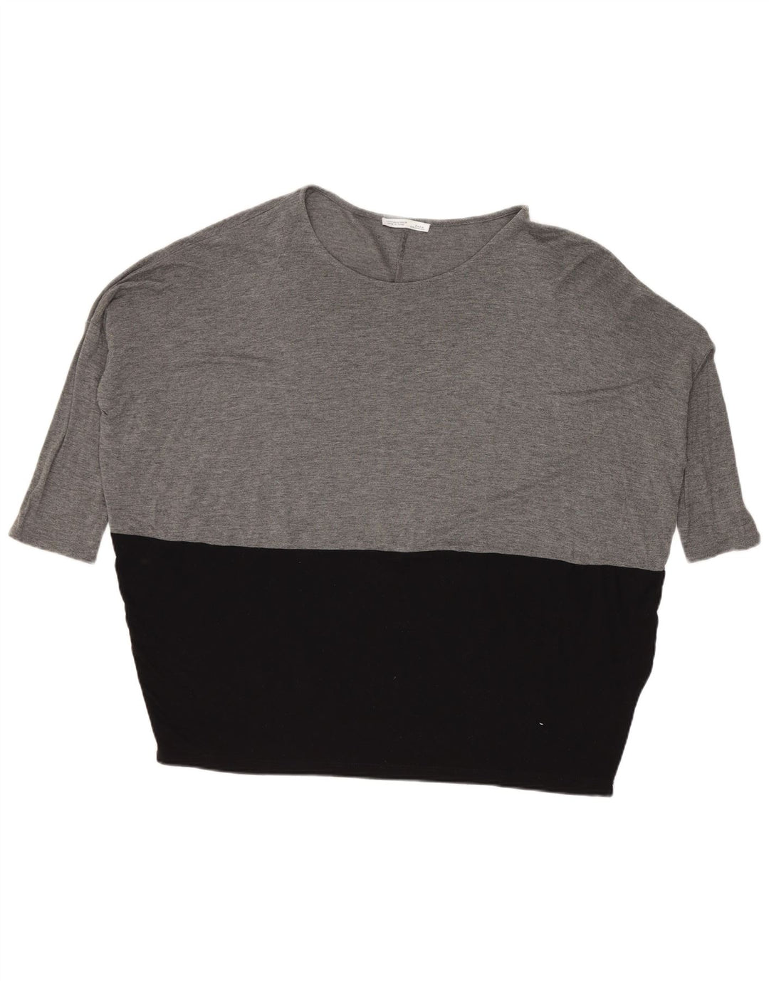 Zara Femme Haut Oversize Manches 3/4 UK 14 Gris Moyen Colorblock