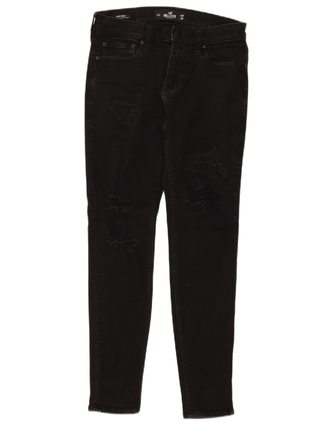 HOLLISTER Jean skinny effet vieilli W29 L30 Noir Coton
