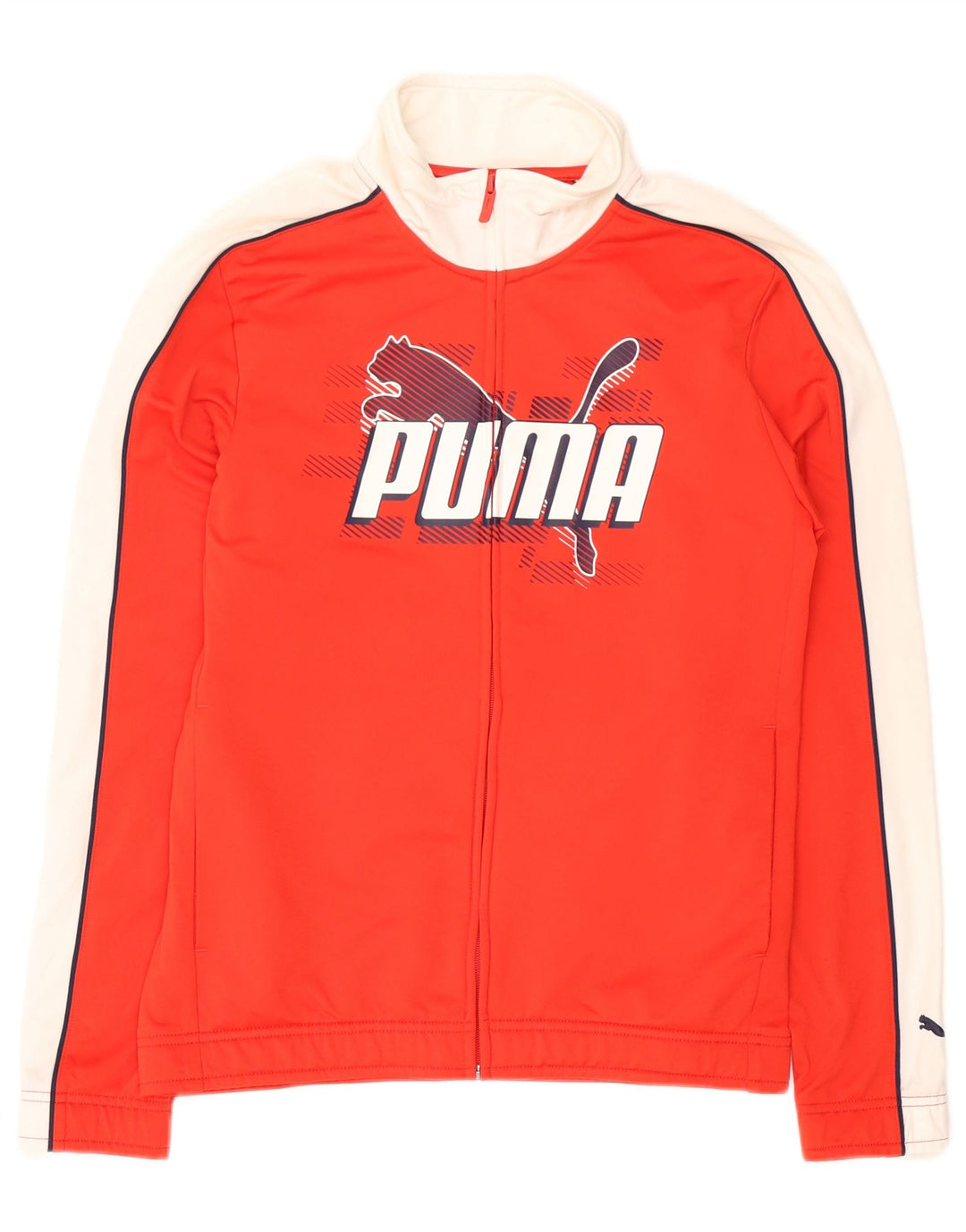 PUMA Veste de survêtement graphique pour homme, petit, rouge, color block, polyester