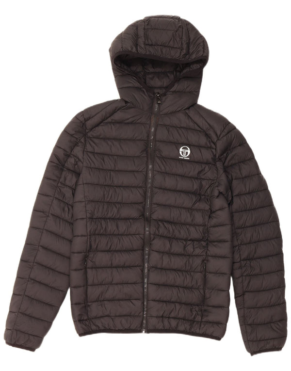 Sergio Tacchini Veste matelassée à capuche pour homme UK 36 Petit nylon noir