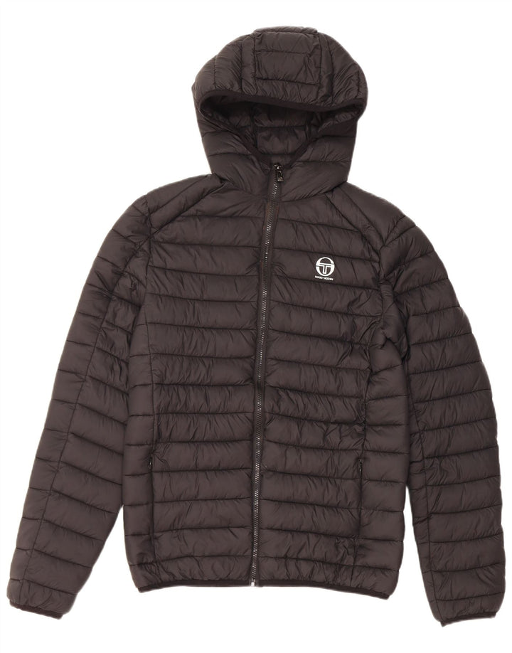 Sergio Tacchini Veste matelassée à capuche pour homme UK 36 Petit nylon noir