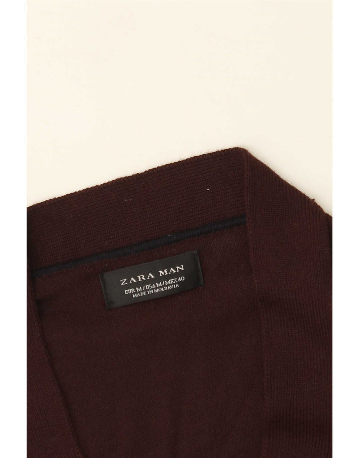 Pull Cardigan Zara Homme Bordeaux Moyen