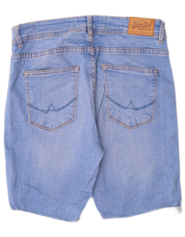 Superdry Short Elana Skinny Denim W30 Femme Bleu Moyen Coton