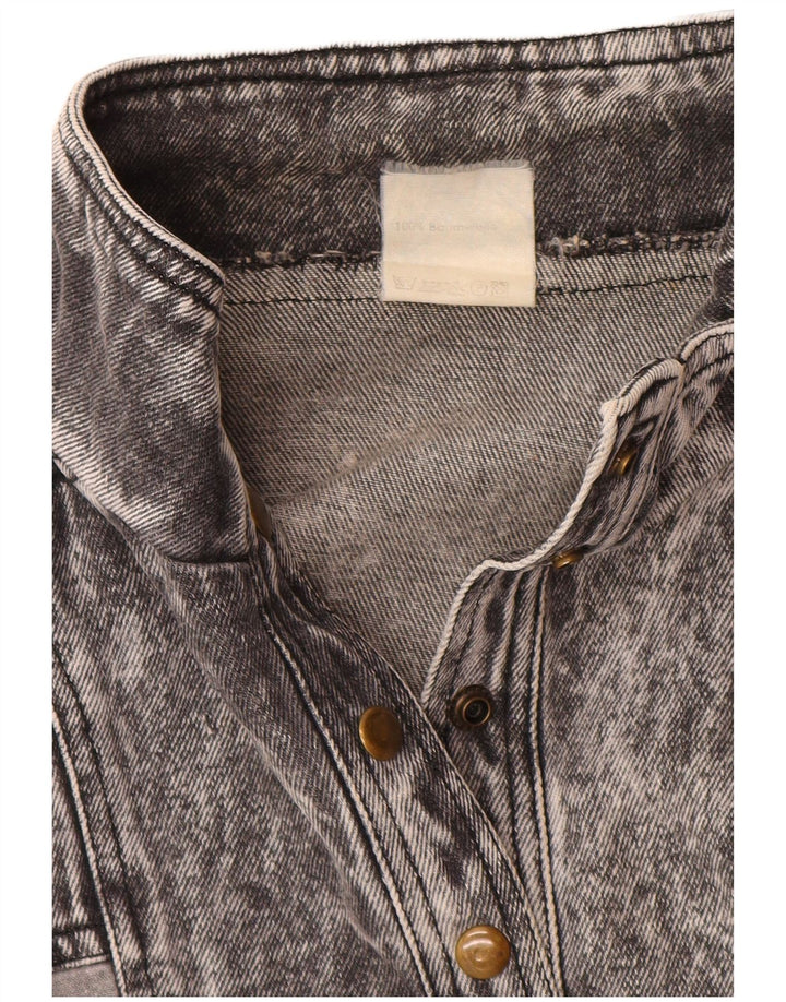 VINTAGE Femme Pull Denim Veste UK 20 2XL Coton Gris