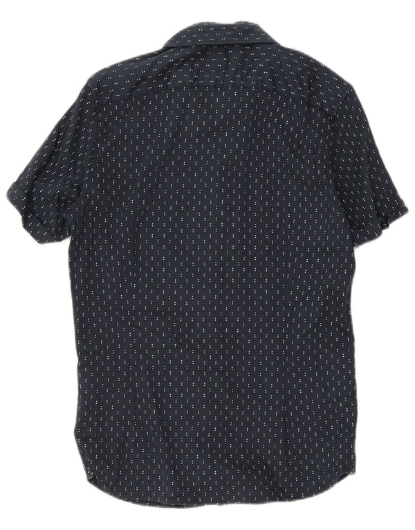 Ted Baker Chemise à manches courtes pour homme Taille 3 Coton géométrique bleu marine moyen