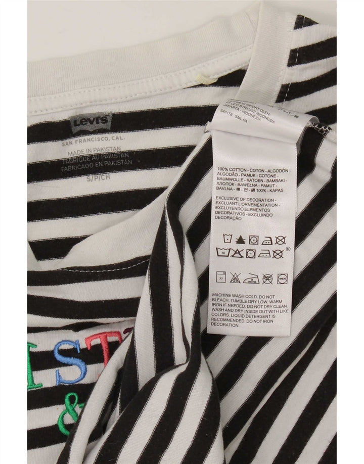 Levi's Haut graphique surdimensionné à manches longues pour femme UK 10 Small Noir Rayé