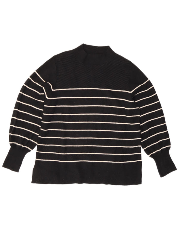 Marks & Spencer Pull col roulé pour femme UK 16 Large Noir Rayé
