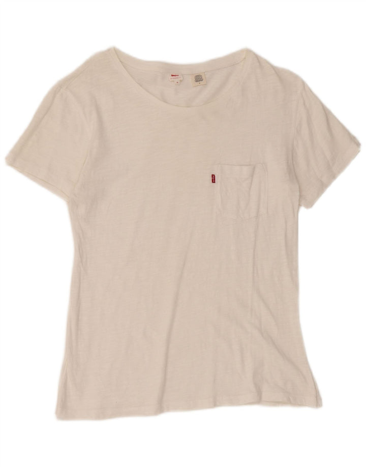 Levi's T-Shirt Femme UK 14 Medium Blanc Moucheté