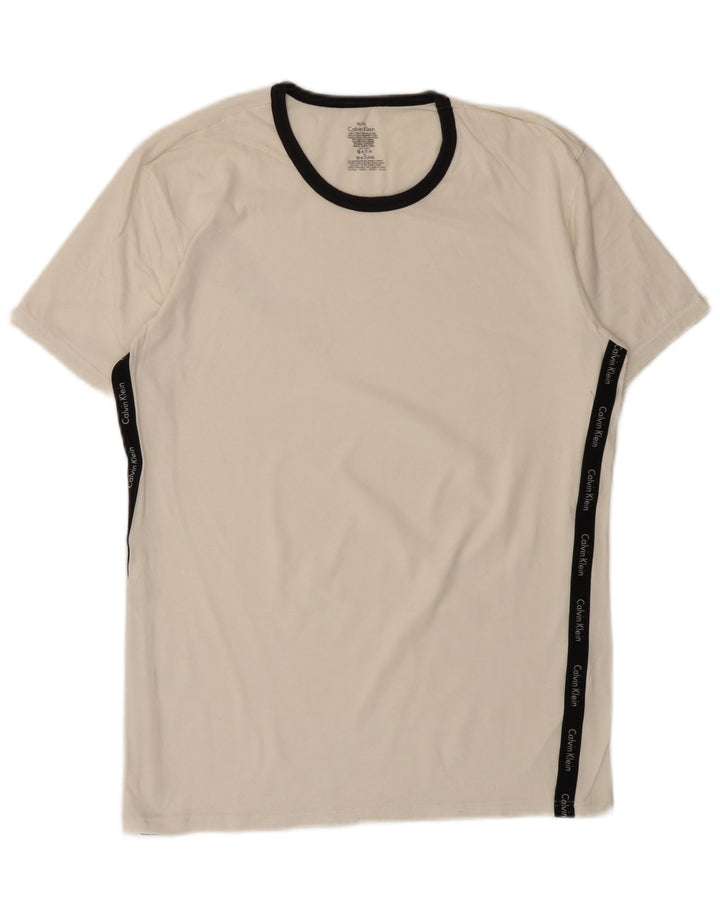 CALVIN KLEIN T-Shirt Graphique Homme Blanc Moyen Coton