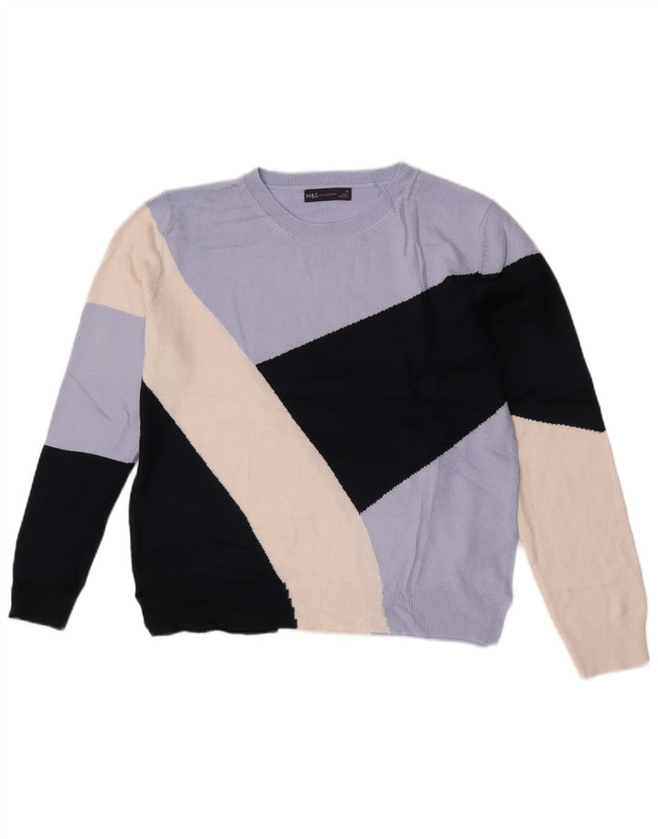 Marks & Spencer Pull col bateau pour femme UK 12 Bleu moyen