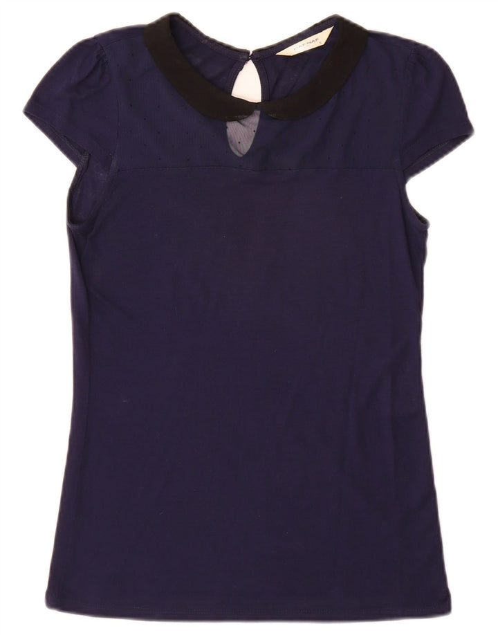 Naf Naf Chemisier pour femme UK 10 Small Bleu marine Colorblock Modal