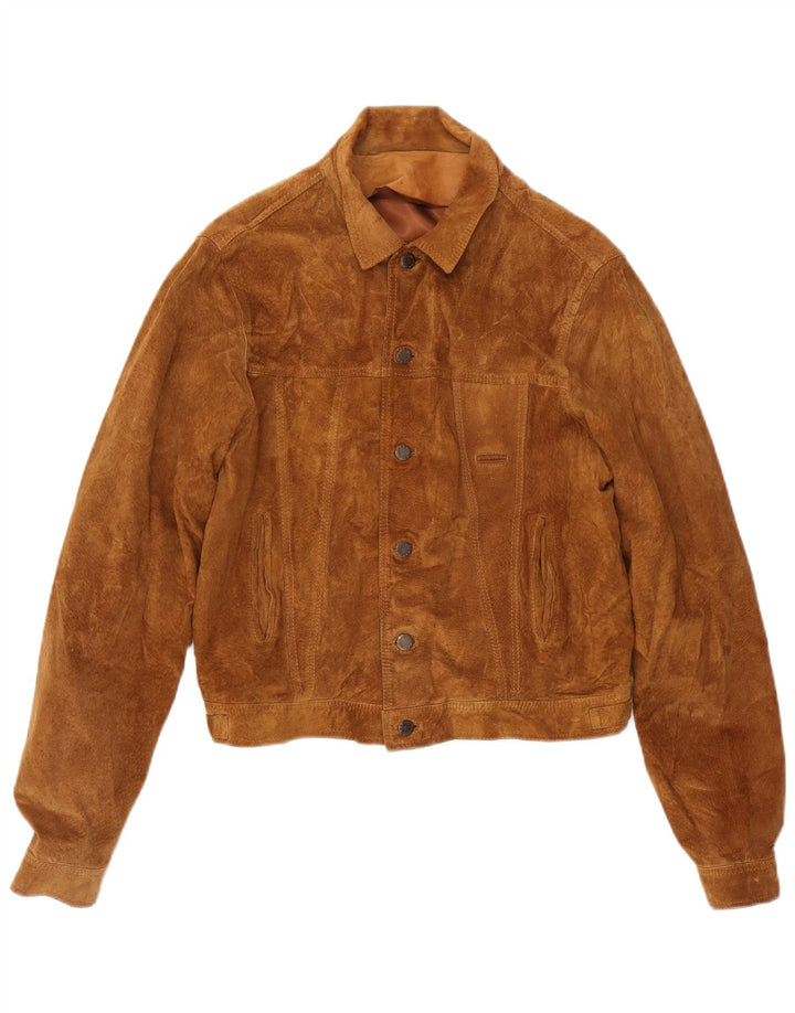 veste en daim femme vintage UK 14 Brun moyen