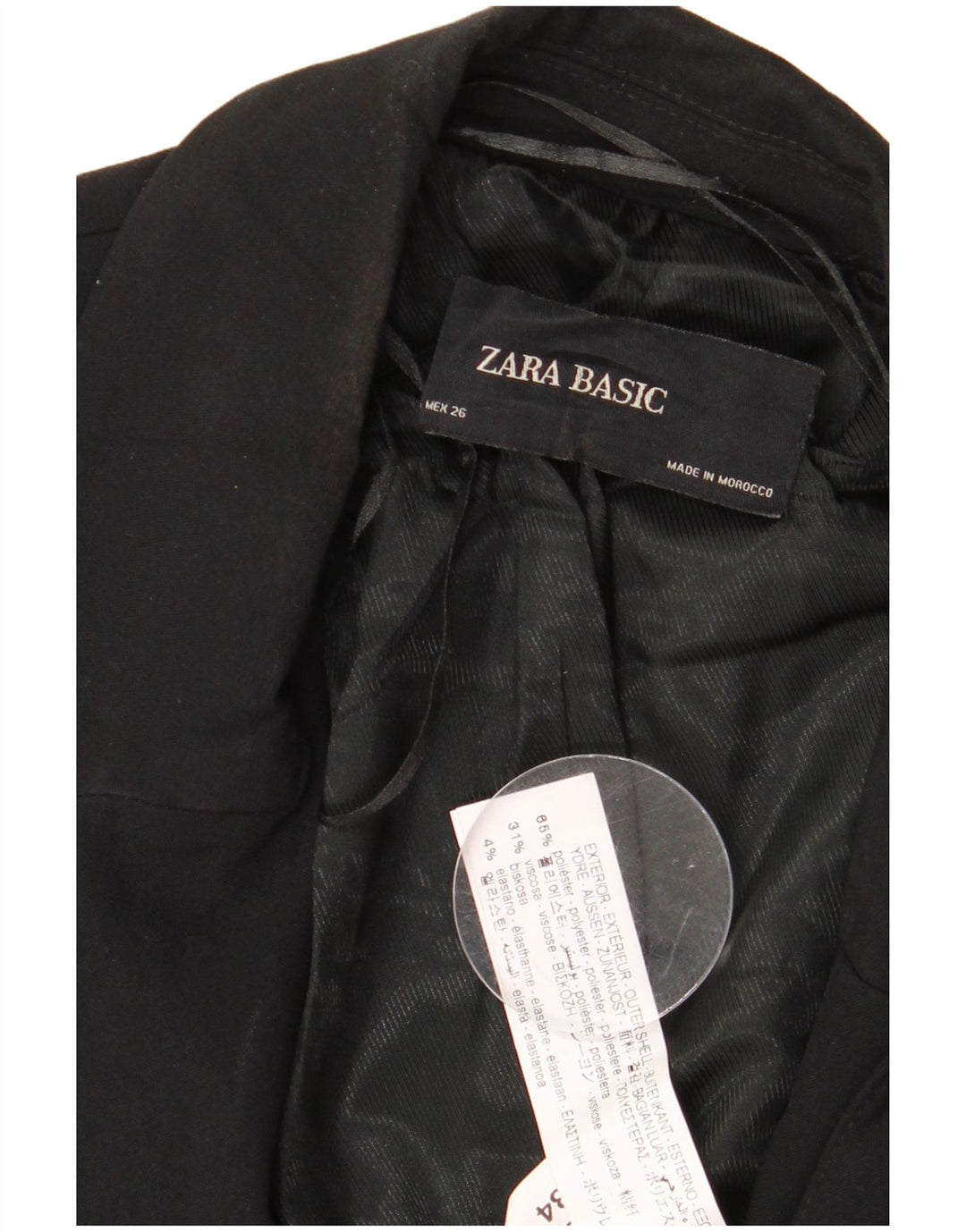 Zara Femme 1 Bouton Blazer Veste UK 14 Moyen Noir Polyester
