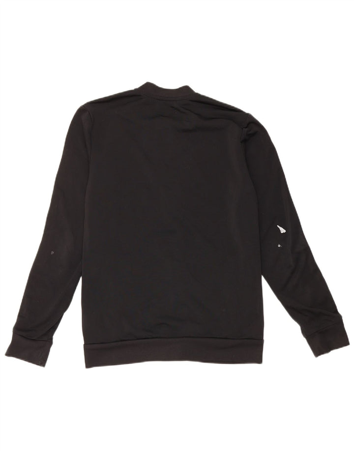 ADIDAS Boys Tracksuit Top Jacket 13-14 Years Black Polyester